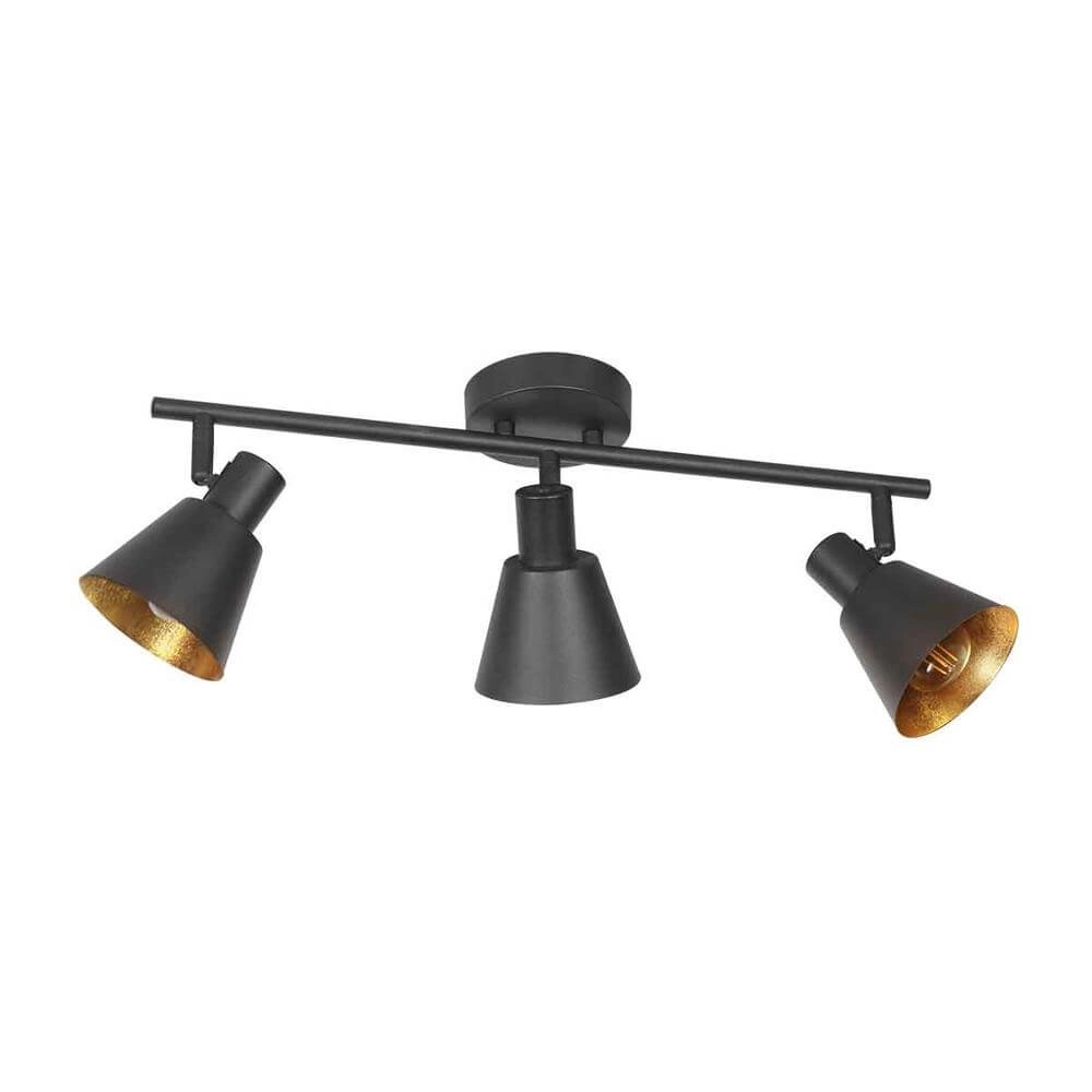 Plafondlamp Oeroe zwart met goud 3-lichts Steinhauer 8712746176346