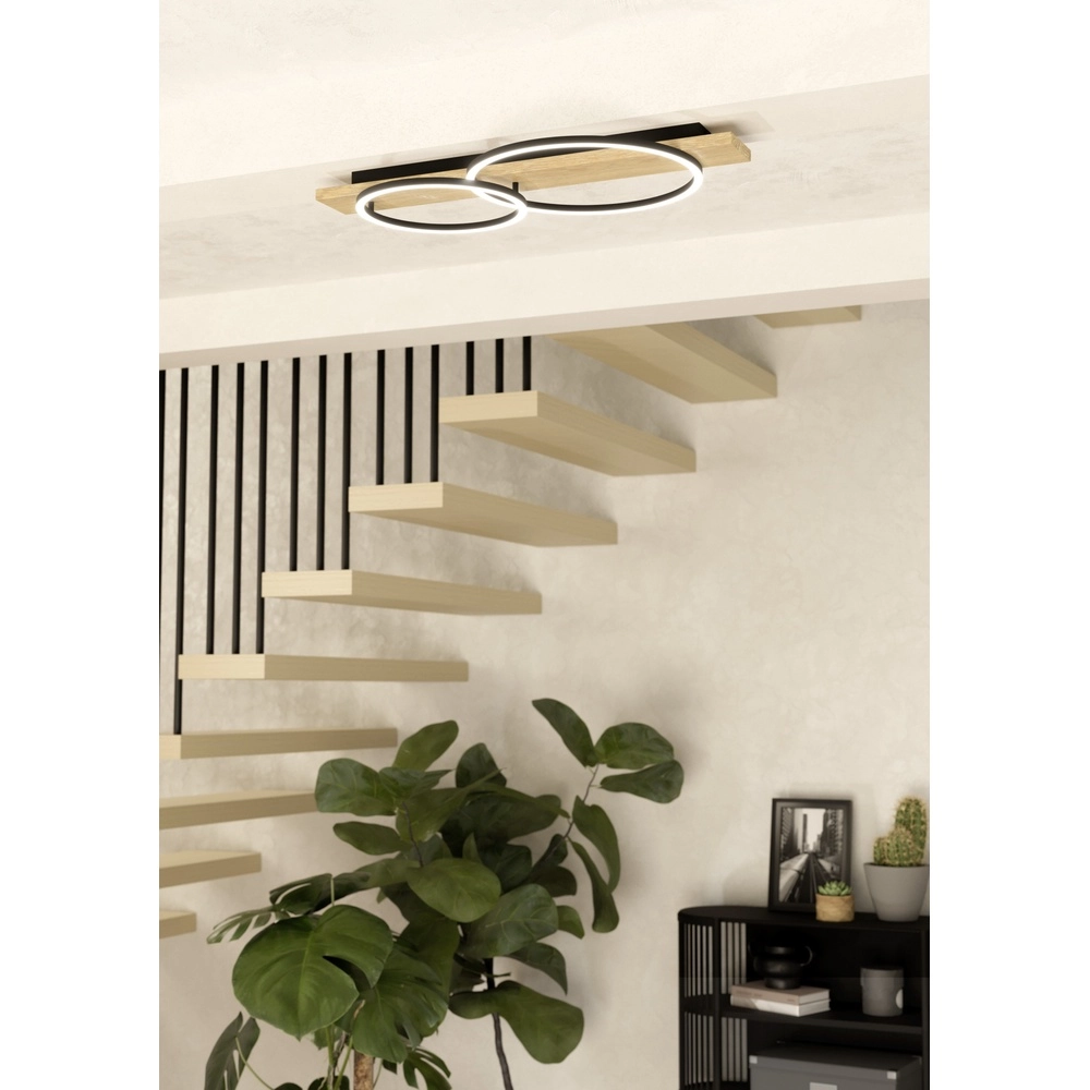 Plafondlamp Boyal 2L - led - met houtlook Eglo 9008606327232