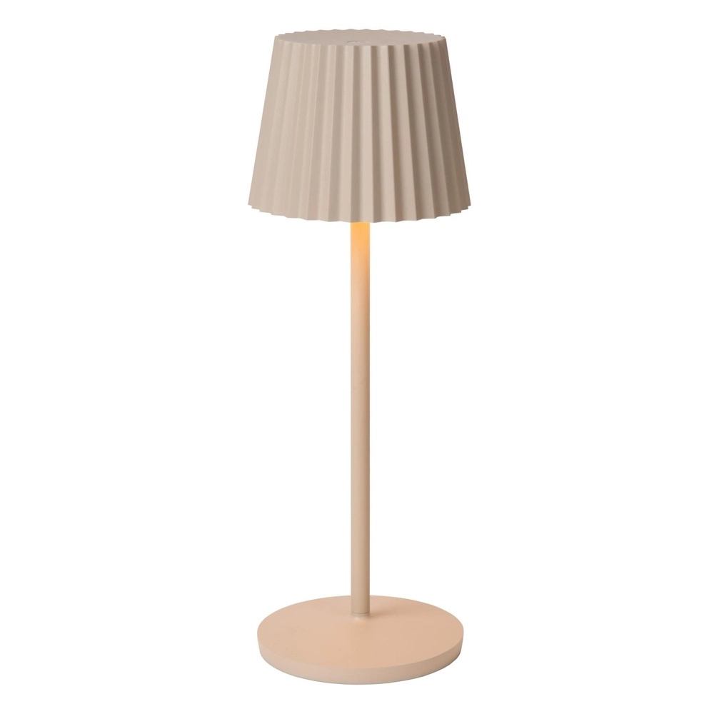 Oplaadbare tafellamp Justine zand bruin met oplaadstation Lucide 5411212272232