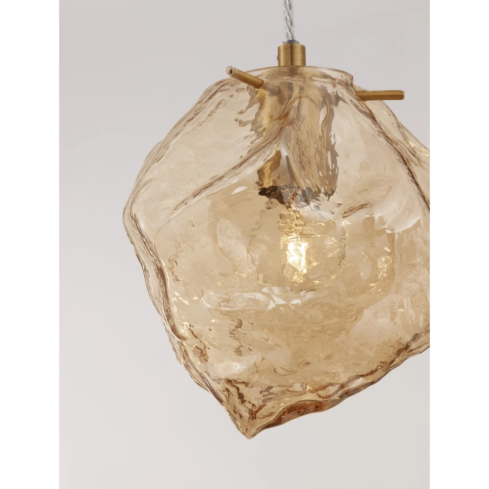Hanglamp Odelle goud met amber glas Lyora 5212017434388