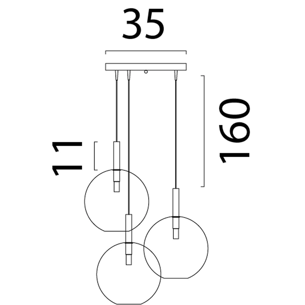 3L vide hanglamp Lido Ball met Ø 24cm gold-fading glas Masterlight 8718121325064