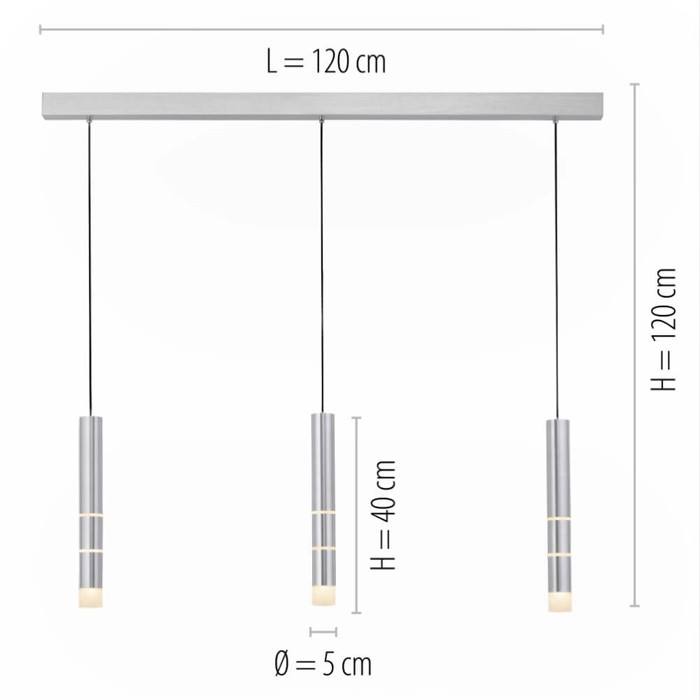 Aluminium hanglamp Pure Vega 3-lichts Paul Neuhaus 4012248357590