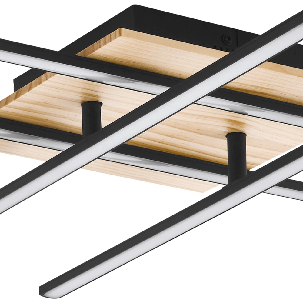 Plafondlamp Marinello 1 zwart met hout Eglo 9002759997939