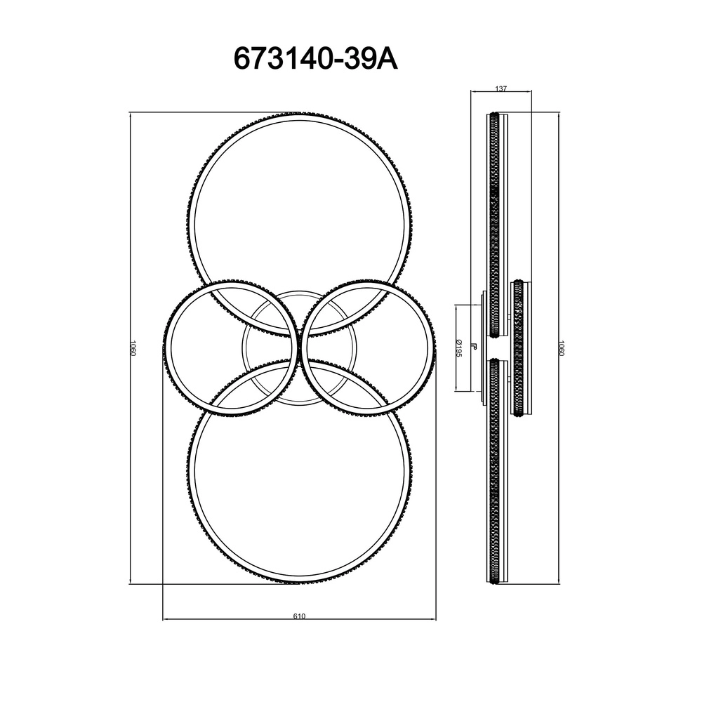 Design plafondlamp Grouni 4 ringen titanium mat Globo 9007371533879