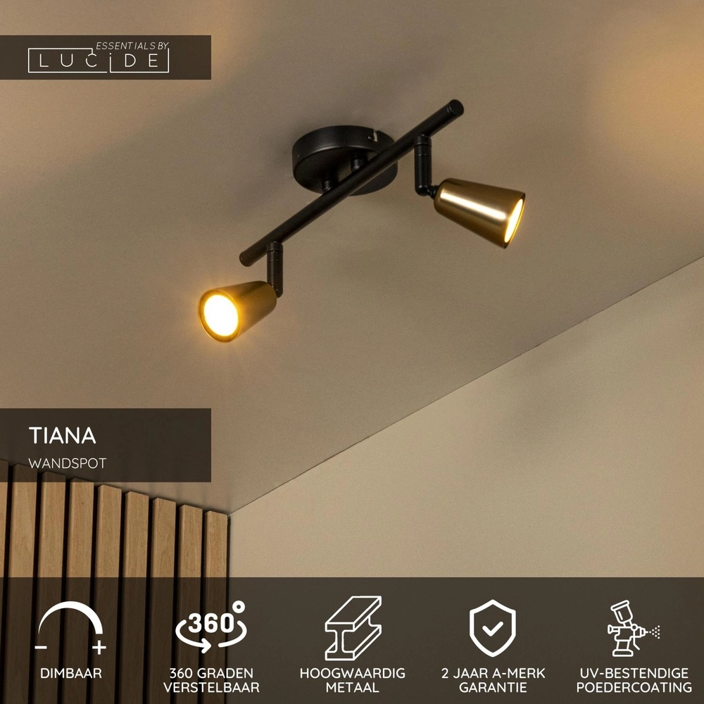 Plafondspot Tiana 2-lichts champagne Lucide 5411212650368