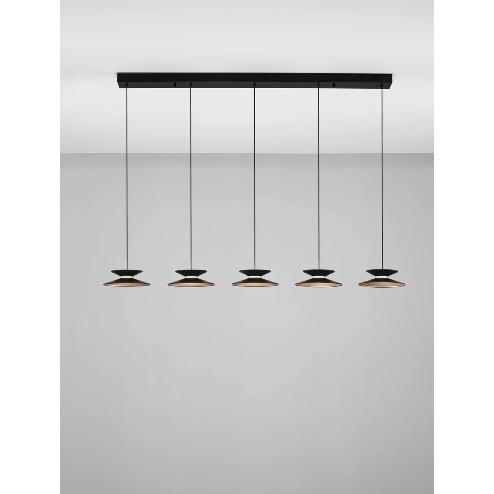 Design hanglamp Morfi recht 5-lichts zwart Lyora 5212017458490
