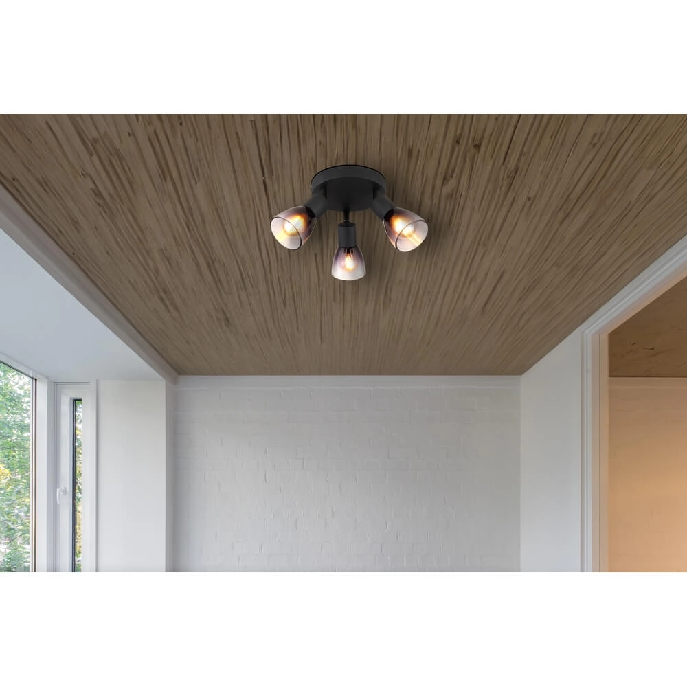 Zwarte plafondlamp Satella 3-lichts Globo 9007371452927