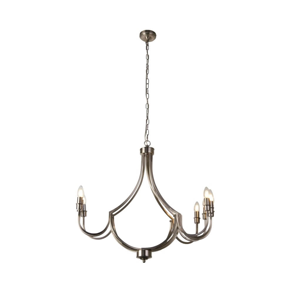 Klassieke hanglamp Lodge 8-lichts zilver Klassieke hanglamp Lodge 8-lichts zilver