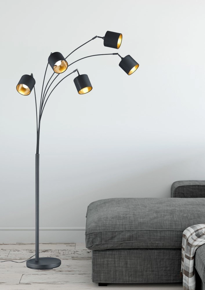 Design schemerlamp Tommy 5-lichts zwart met goud Trio 4017807395150