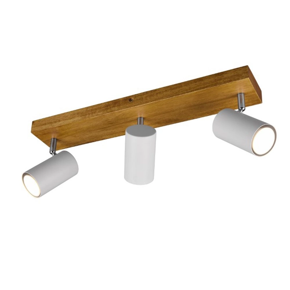 3-lichts opbouwspot Marley wit op hout 3-lichts opbouwspot Marley wit op hout