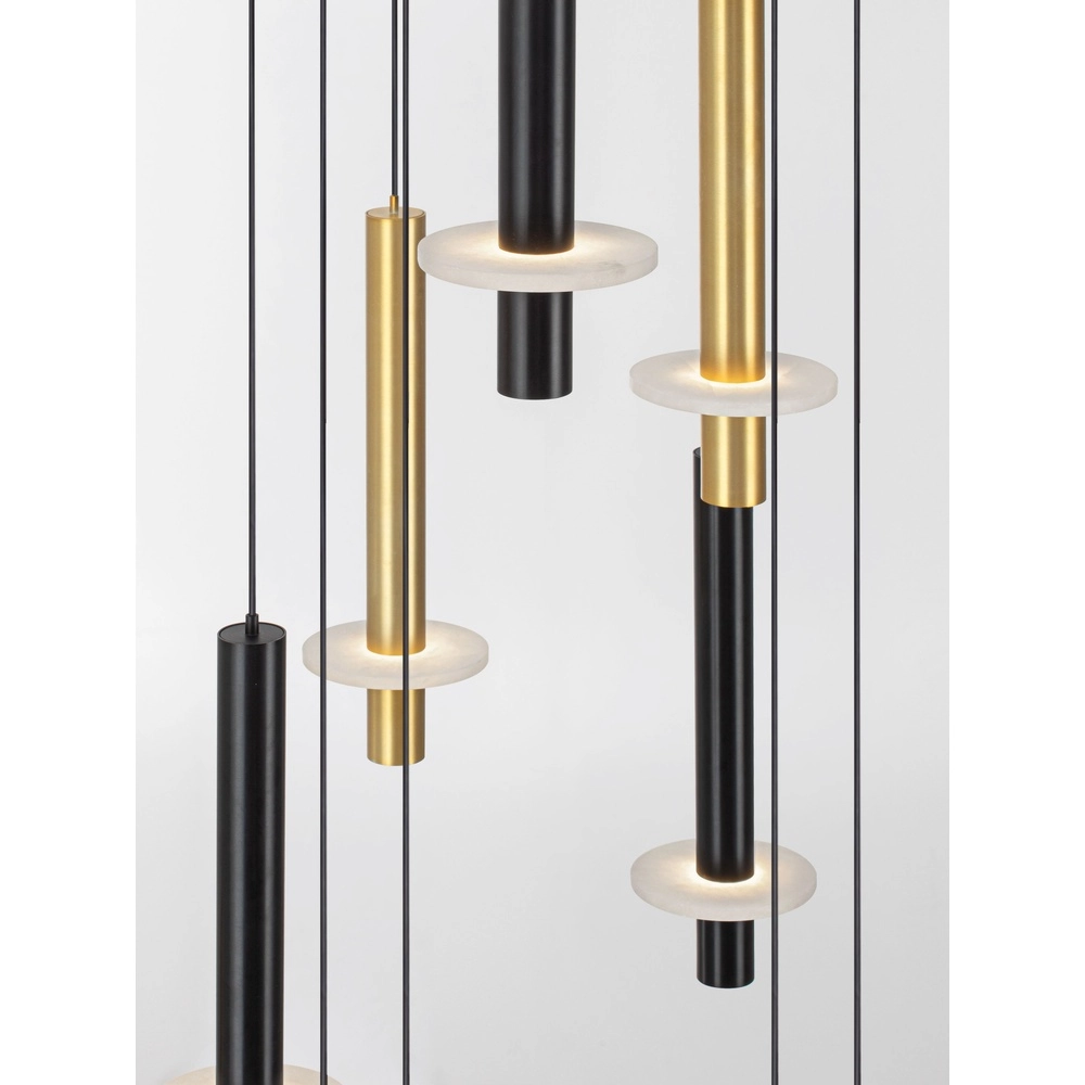 Design hanglamp Noemi zwart met wit en goud Ø 72cm Lyora 5212063503335