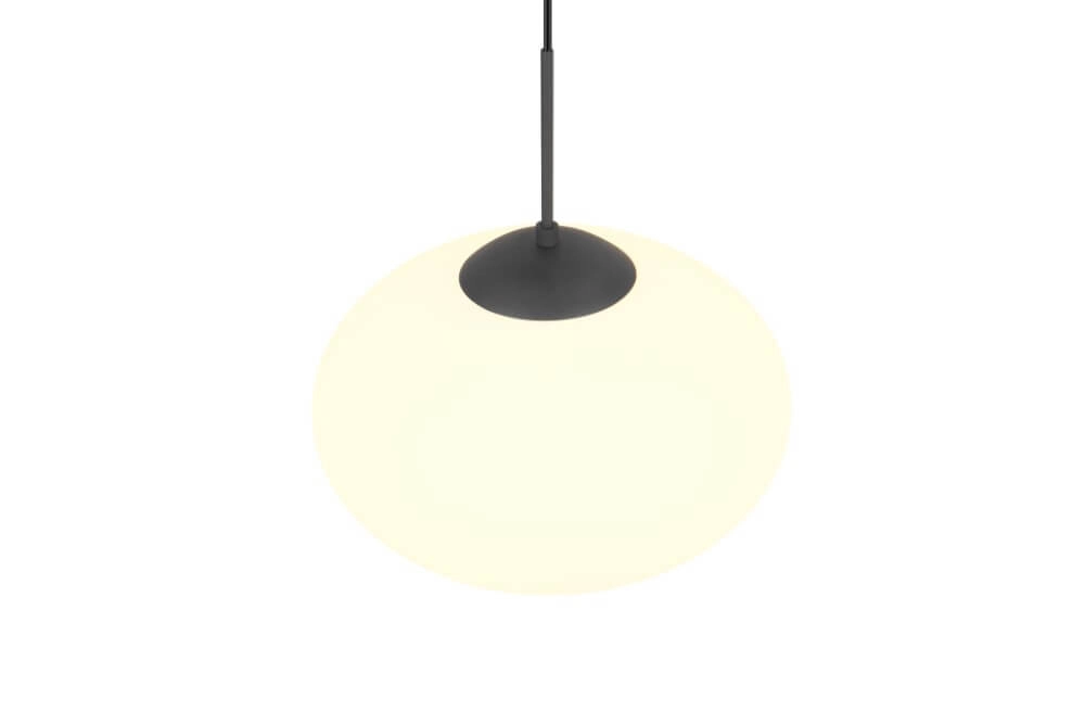 Ovale hanglamp Fomento Ø 40cm - zwart met wit glas Trio 4017807616224