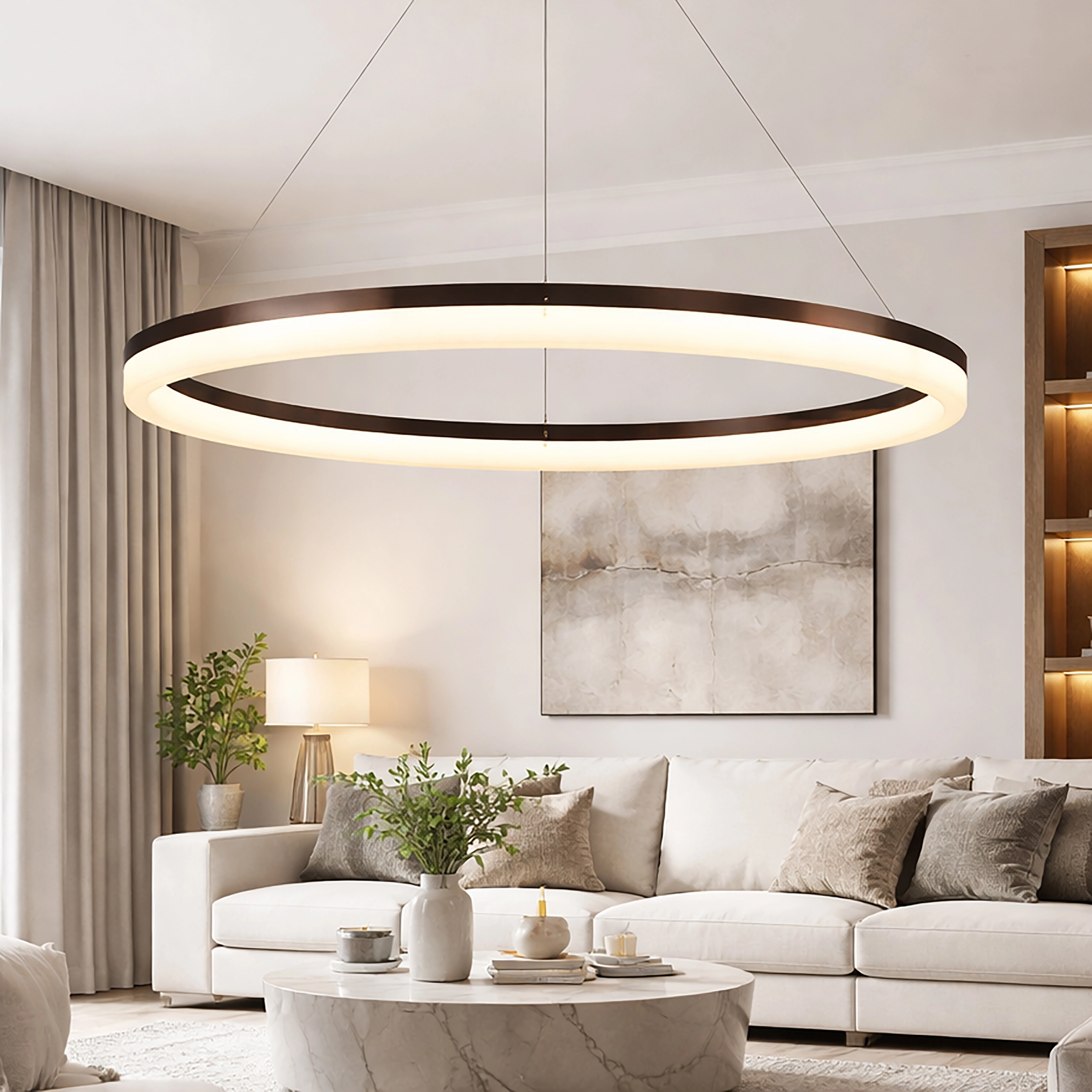 Strakke hanglamp Ara Ø 150cm brons Lyora 5053423316055