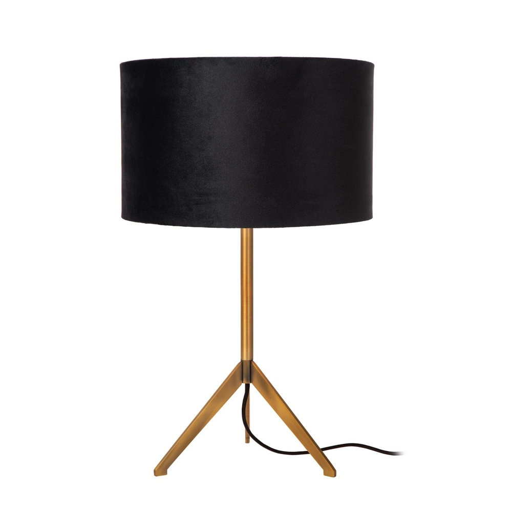 Tripod tafellamp Tondo goud met zwarte kap