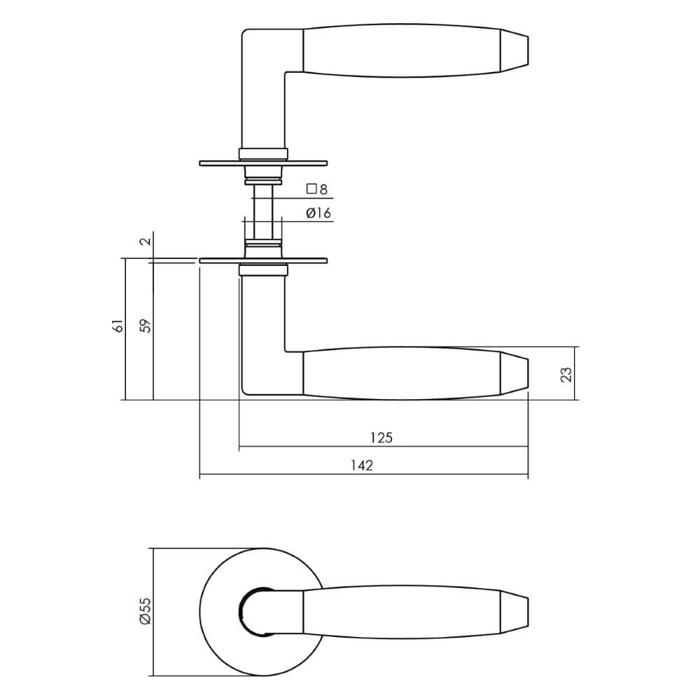 Deurklink Combinatie zelfklevend rozet RVS Intersteel 8714186557020