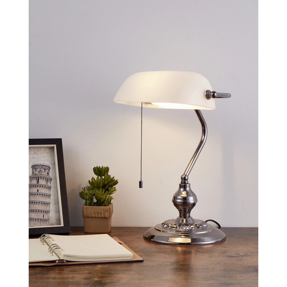 Antieke bureaulamp Banker nikker met wit Eglo 9008606307173