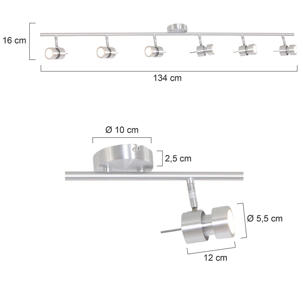 Plafondspot Natasja Led 6-lichts grijs Steinhauer 8712746112054