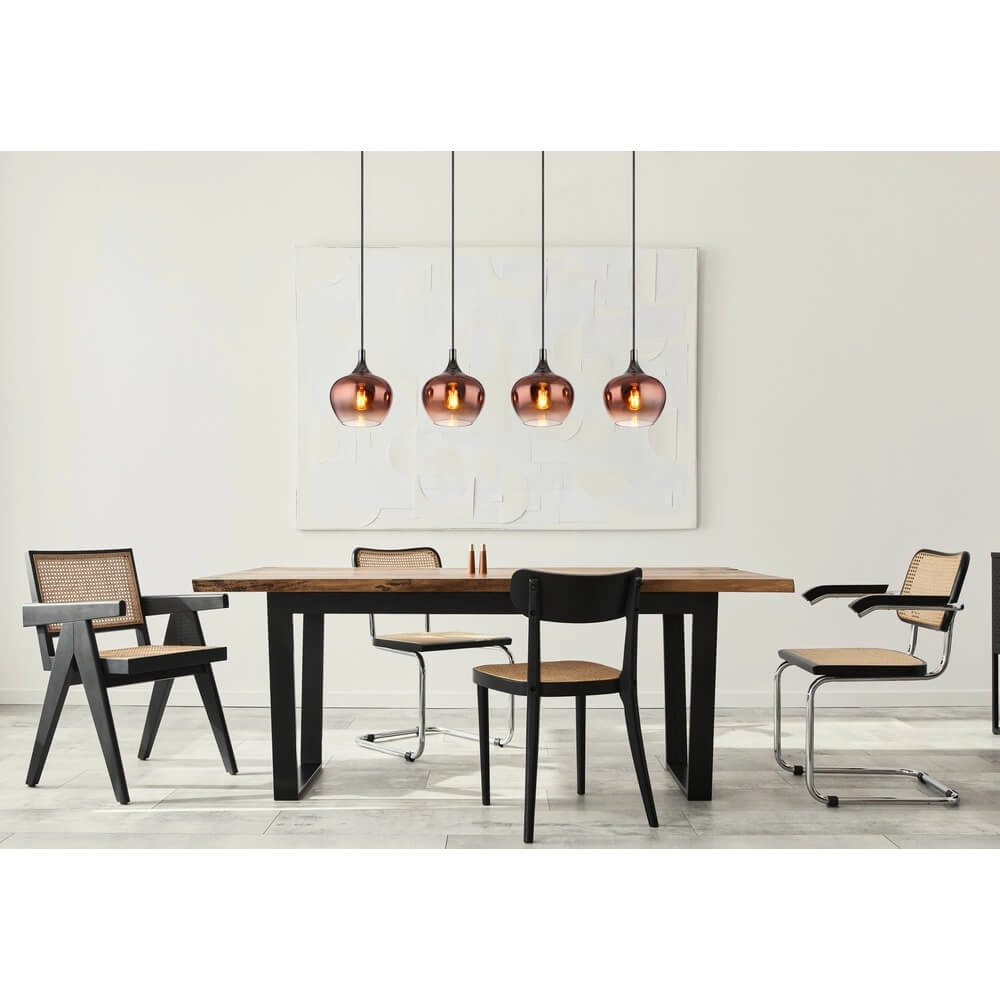 Zwarte hanglamp Maxy met rood glas 4-lichts Globo 9007371447985