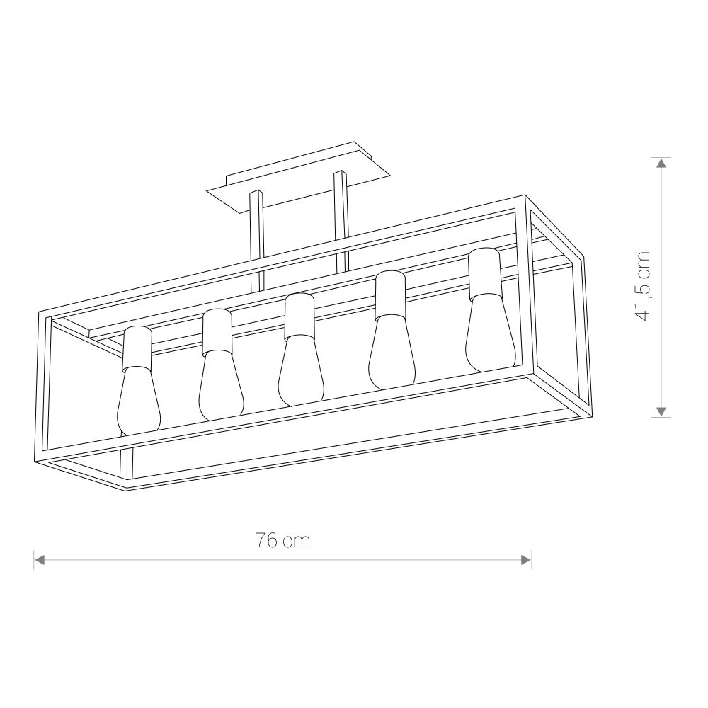 Strakke hanglamp Crate 5-lichts zwart Lyora 5903139904797