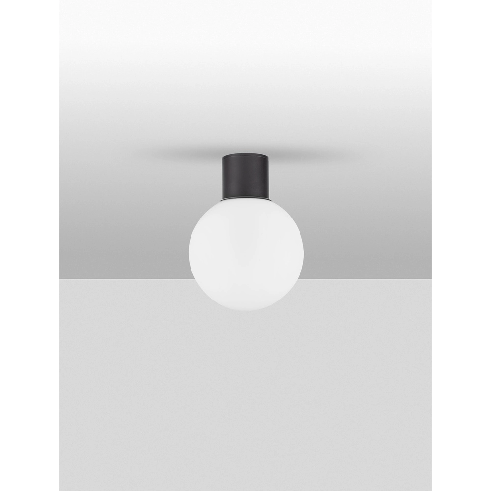 Plafondlamp Spix antraciet met wit bol glas Lyora 5212017476432