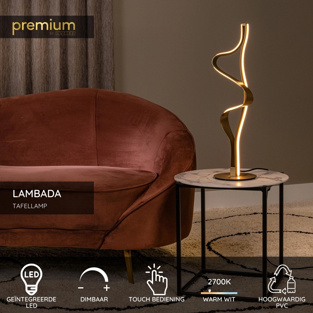Tafellamp Lambada krul goud Premium by Lucide 5411212520876