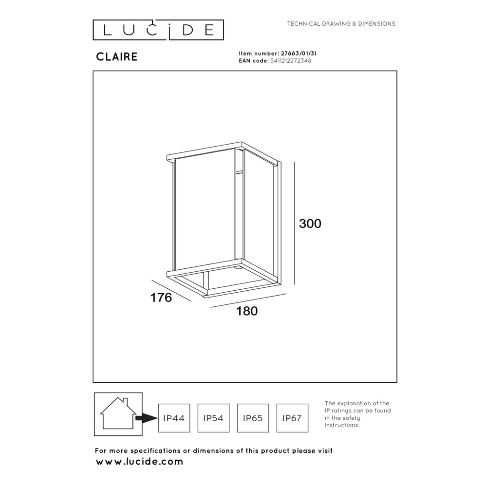 Strakke wandlamp Claire enkel wit Lucide 5411212272348