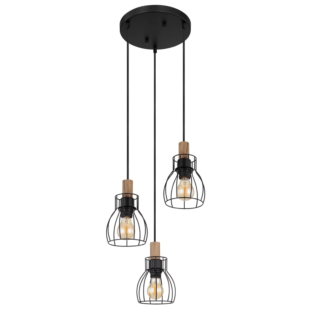 Landelijke hanglamp Mina 3-lichts rond Globo 9007371432431