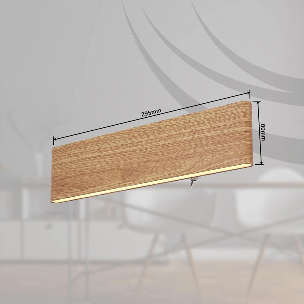 Design wandlamp Siegfried M hout met schakelaar Globo 9007371418145