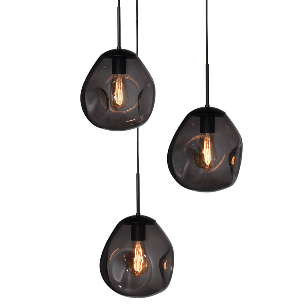 Pendel hanglamp Lava 3x smoke glas Ø 24cm Masterlight 8718121286488
