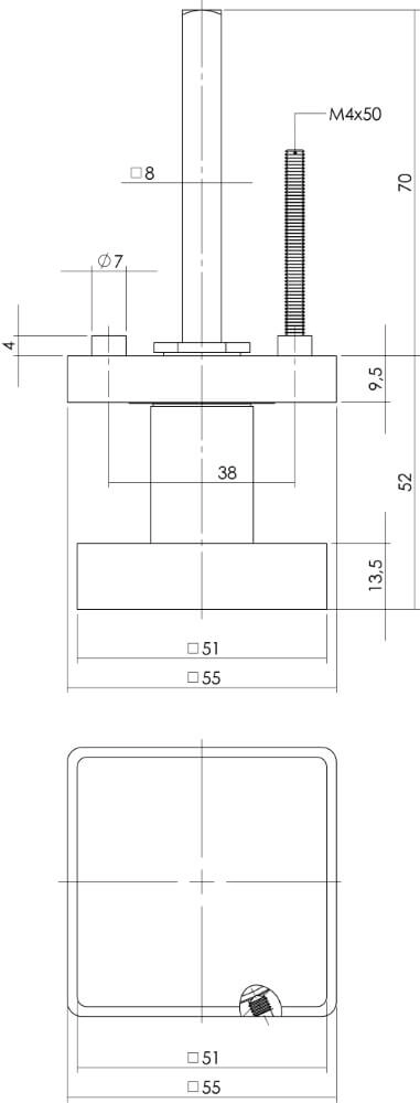 Vierkante deurknop Castor nikkel mat Intersteel 8714186297452