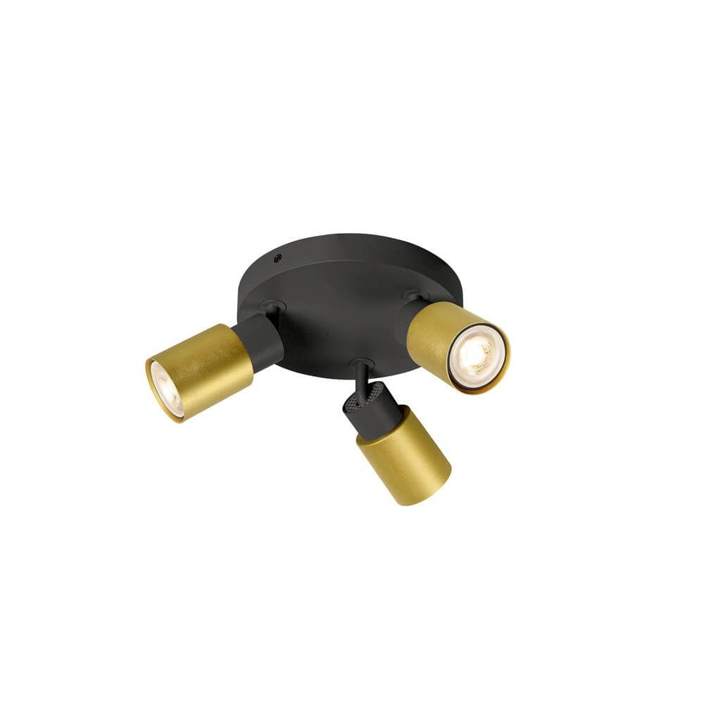 Ronde spot Puri 2.0 Tube zwart-goud 3-lichts Ronde spot Puri 2.0 Tube zwart-goud 3-lichts