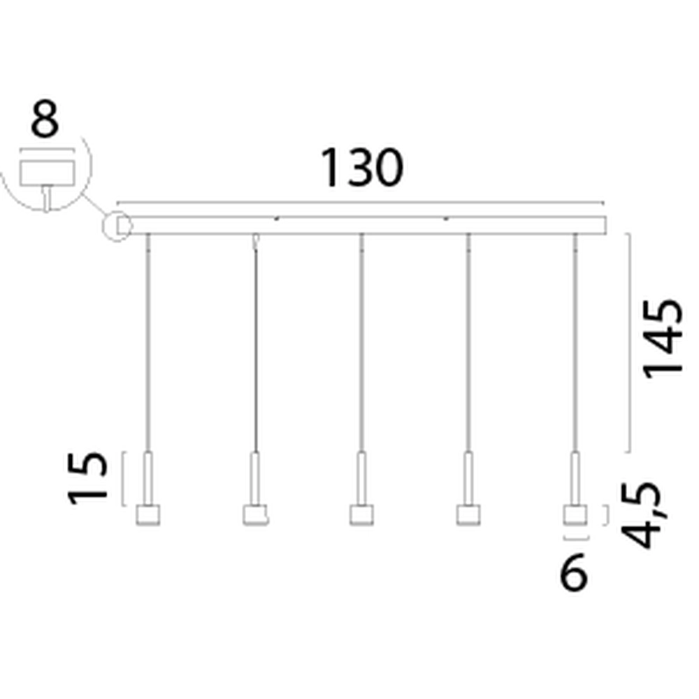 5-lichts hanglamp Fabro led - mat goud Masterlight 8718121316994