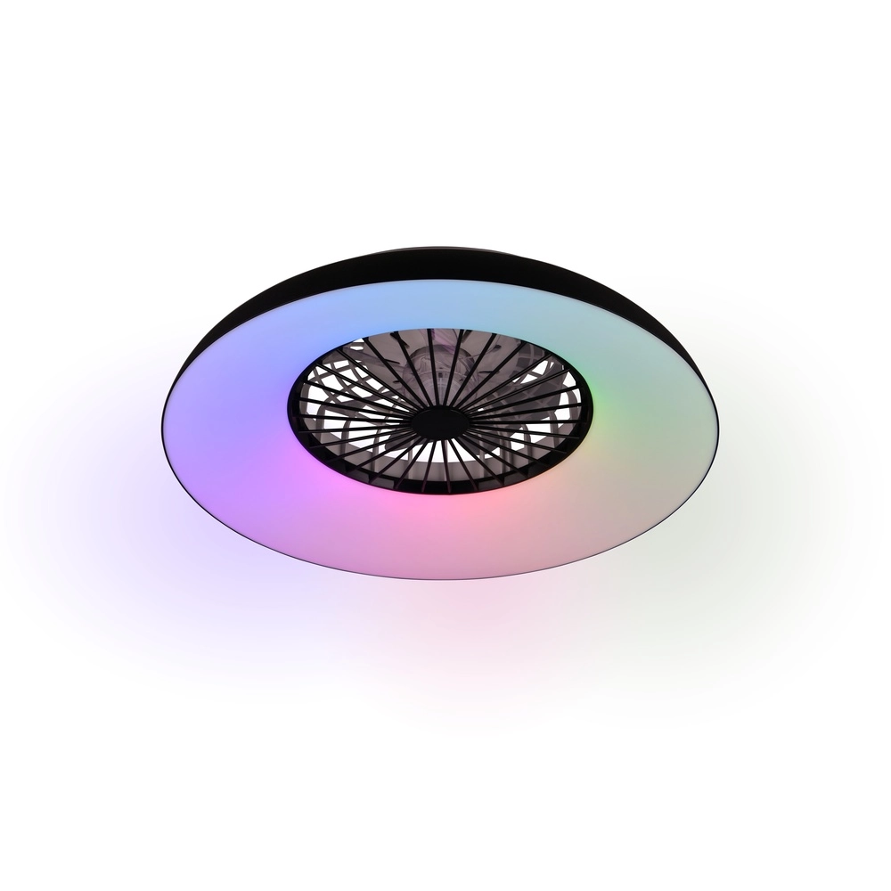 Design ventilator Svaerholt zwart Ø 60cm met RGB functie Trio 4017807688795