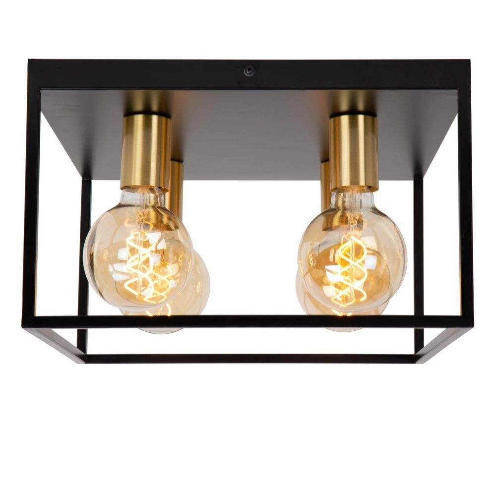 Plafondlamp Ruben zwart 36cm vierkant Lucide 5411212010919