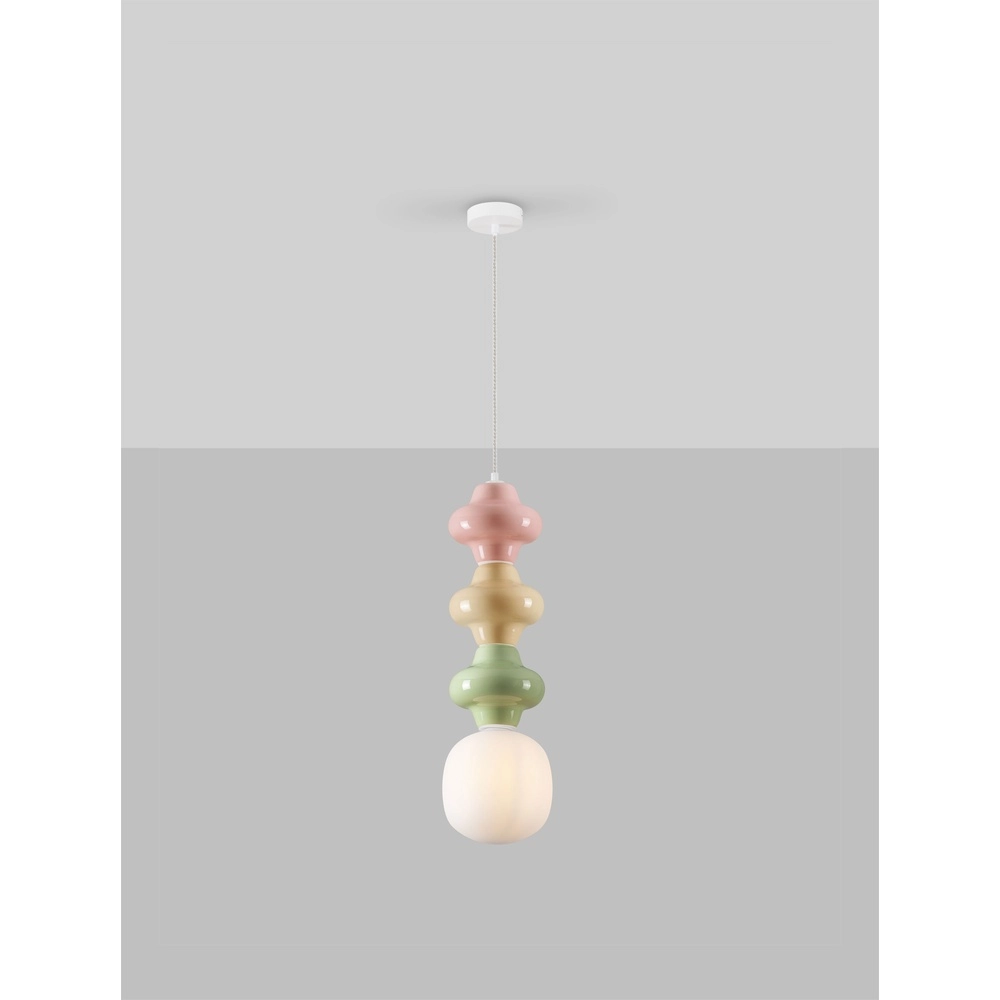 Hanglamp Clio L wit glas met gekleurd keramiek Lyora 5212017461315