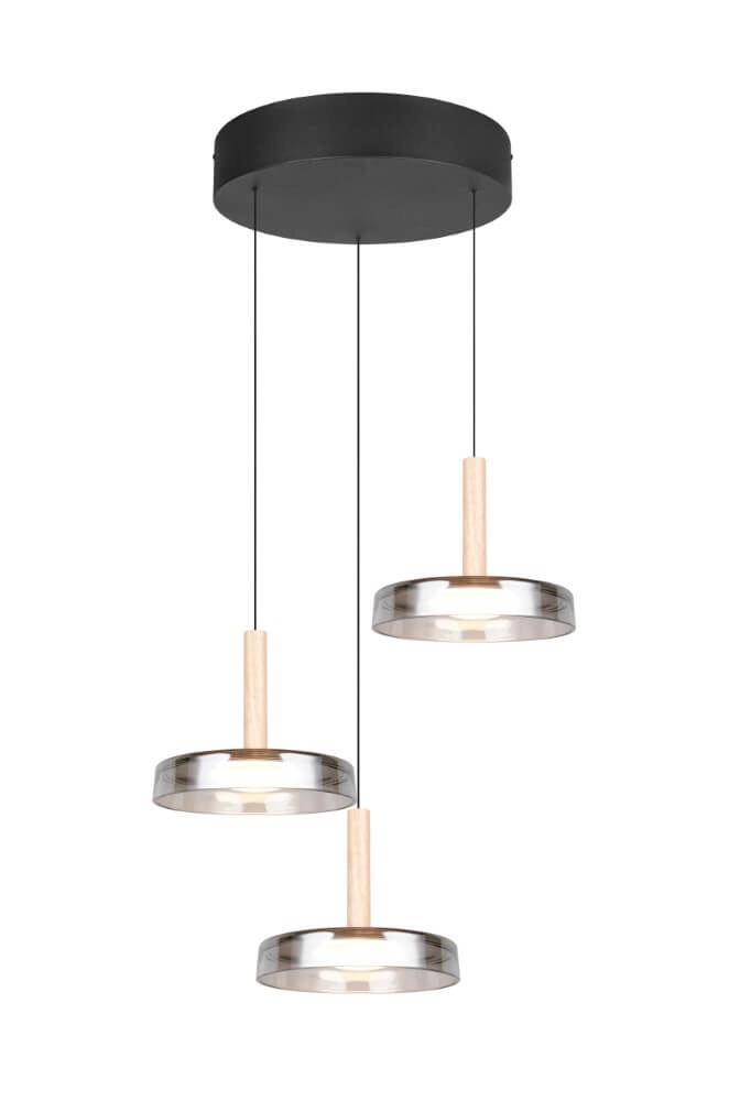 3-lichts led hanglamp Celeste smoke glas 3-lichts led hanglamp Celeste smoke glas