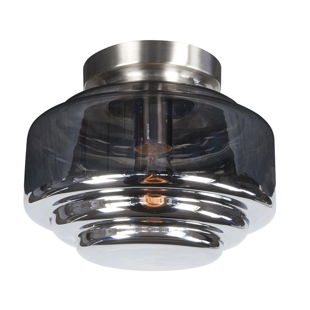 Nikkel plafondlamp Cambridge smoke glas Ø 25cm