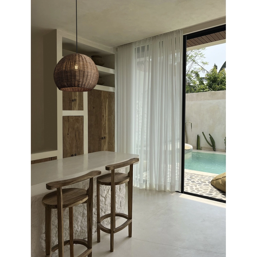 Hanglamp Rielo zwart met rotan