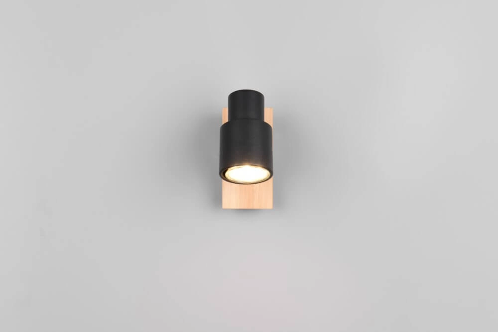 Design wandlamp Pierre zwart met hout Trio 4017807638158