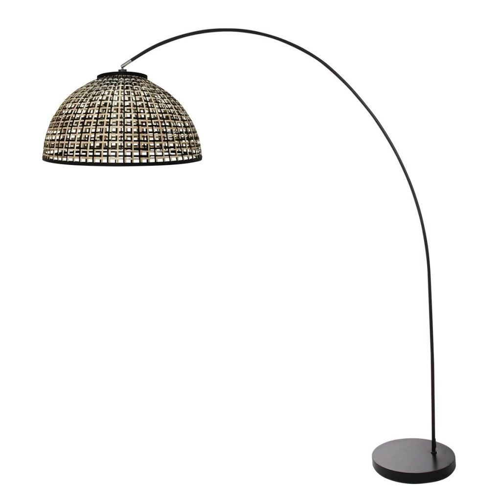 Zwarte booglamp Solva met bamboe kap Ø60cm Steinhauer 8712746182613