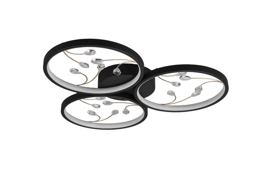 Zwarte led plafonnière Groovy 3-lichts