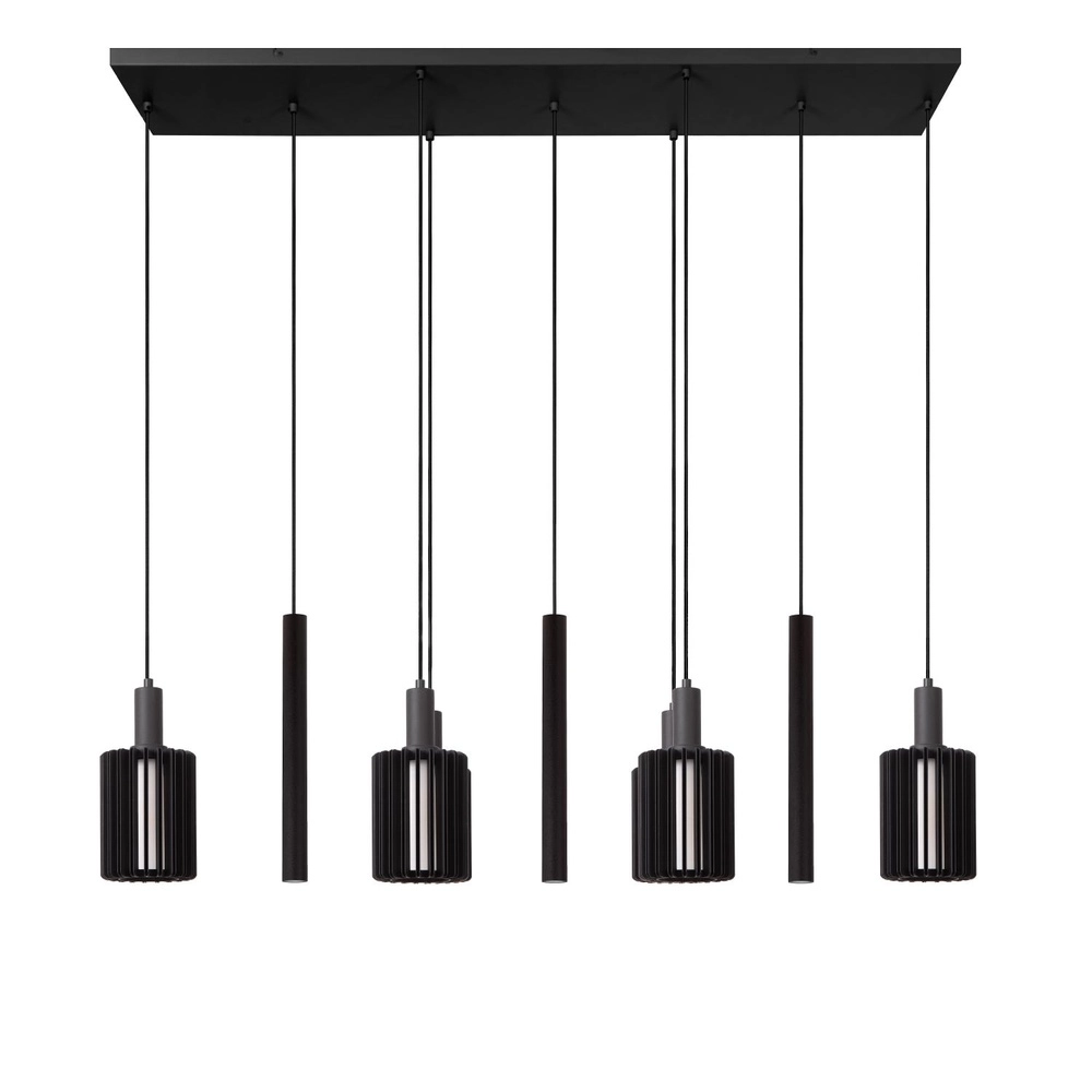 9-lichts hanglamp Lambres zwart