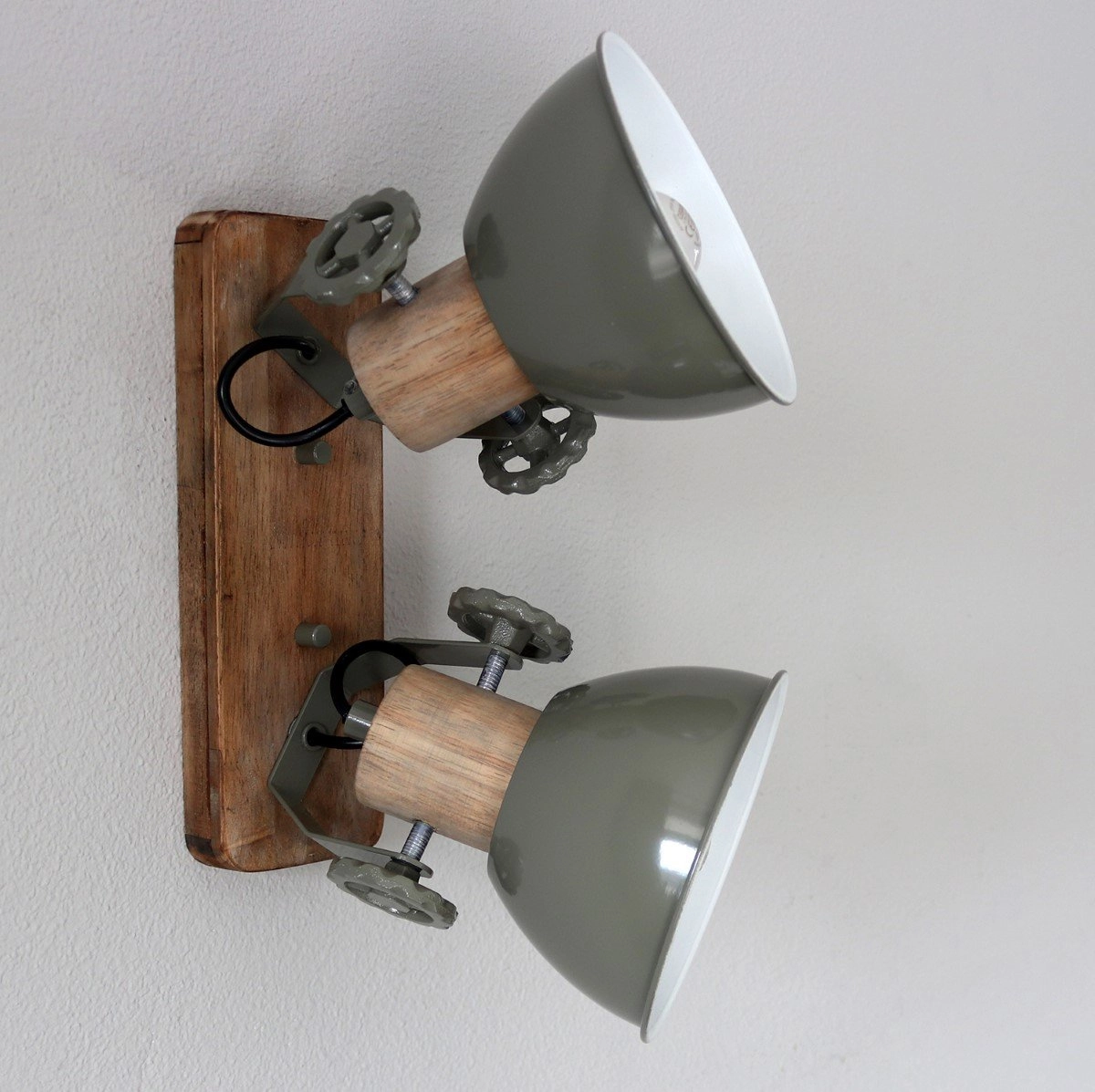 Opbouwspot Gearwood 2-lichts groen met houtbruin Steinhauer 8712746122732