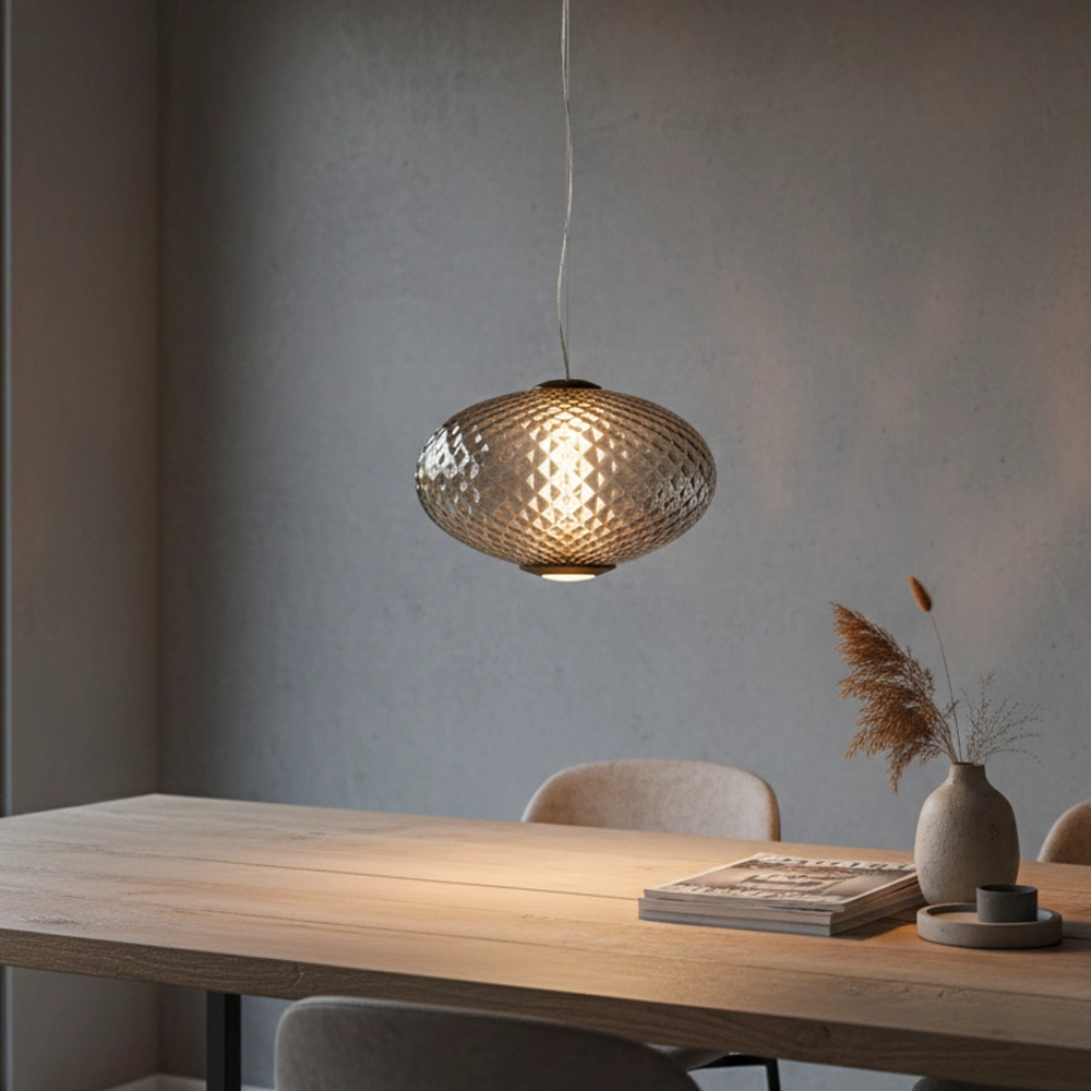 Hanglamp Aora ovaal bruin glas