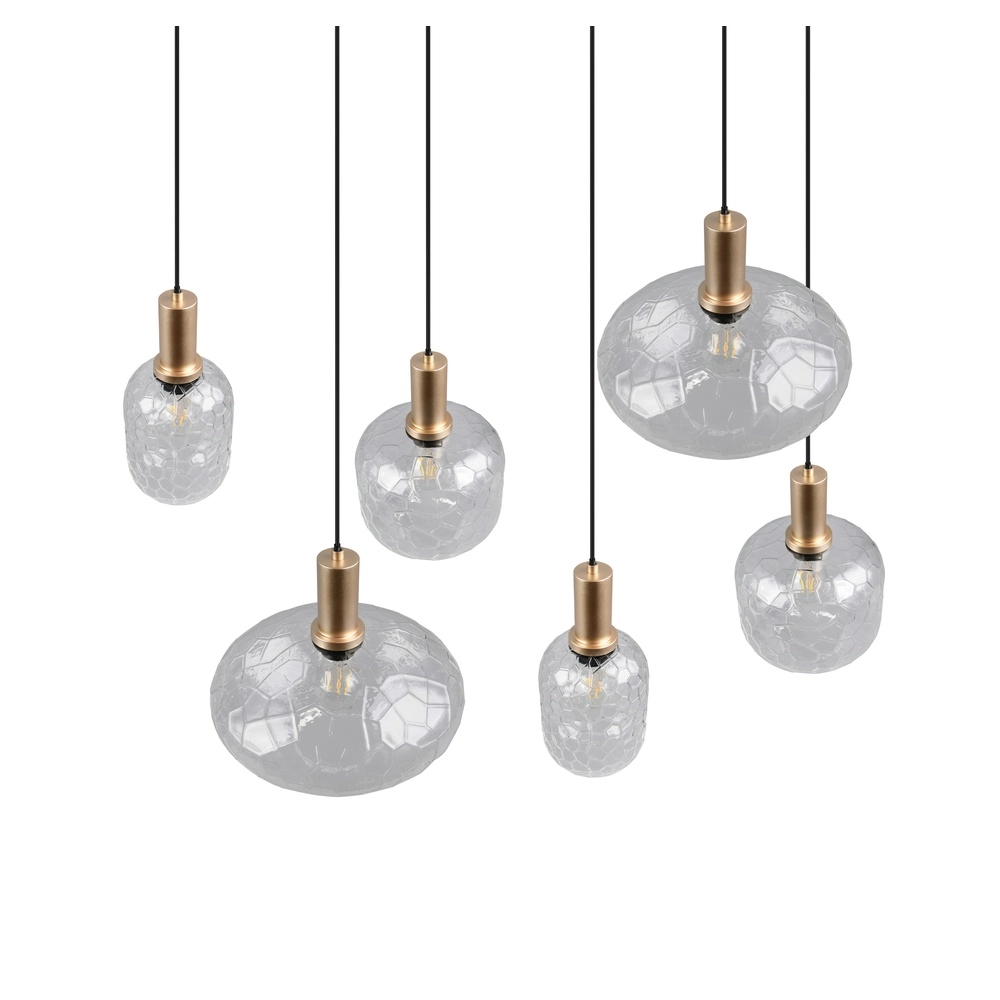6-lichts hanglamp Emelie goud met smoke glas Trio 4017807702576