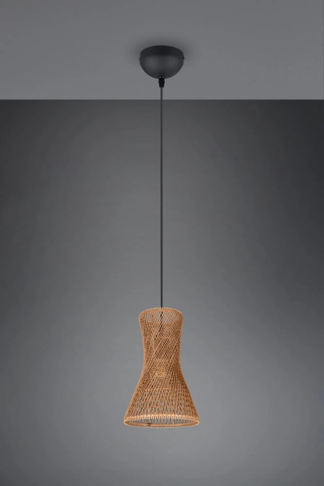 Design hanglamp Bijou zwart met rotan Ø20cm Trio 4017807637304