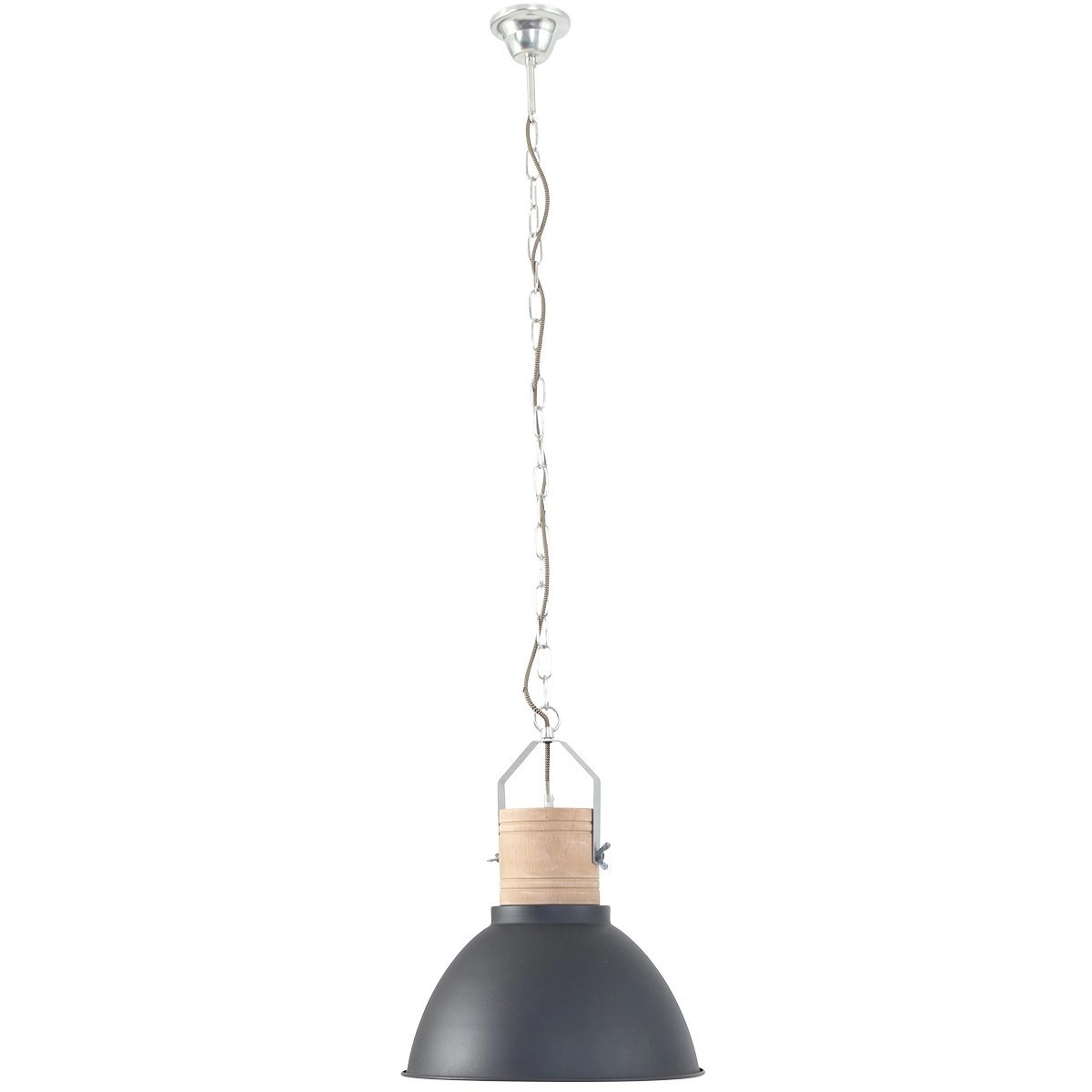 Landelijke hanglamp Denzel 38 38cm zwart met hout Steinhauer 8712746106046