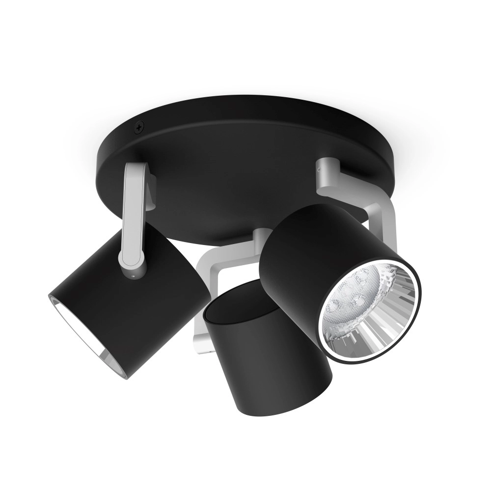 Strakke opbouwspot Byrl 3-lichts zwart Philips 8718696170212