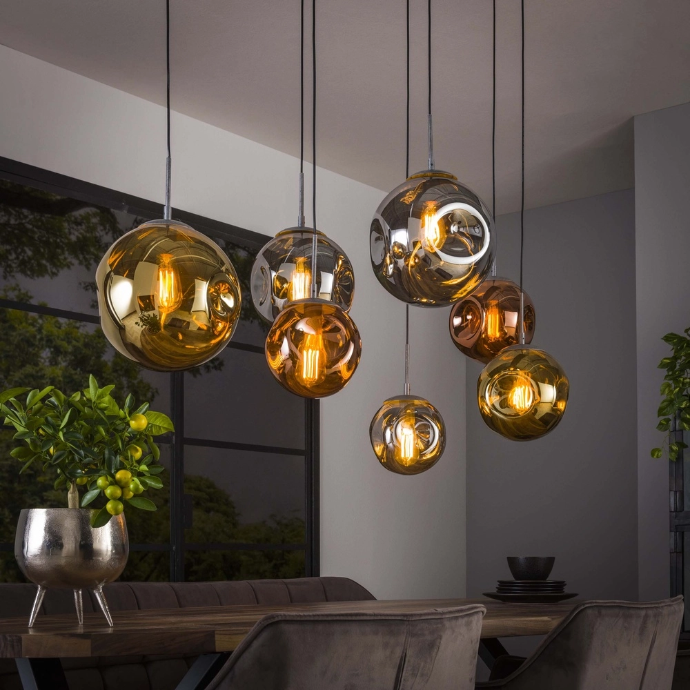 7-lichts hanglamp Stellar gekleurde bollen