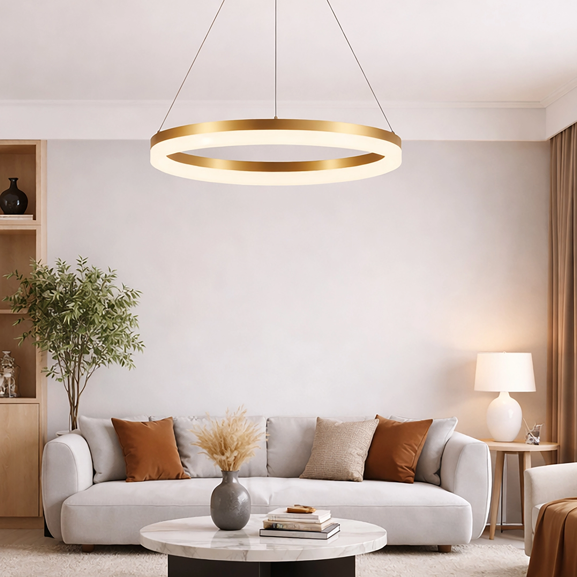 Strakke hanglamp Ara Ø 60cm goud Lyora 5053423316086